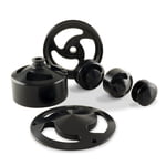 CBM MOTORSPORTS™ BLACK ANODIZED 6 RIB BILLET LS PULLEY KITS WITH POWER STEERING