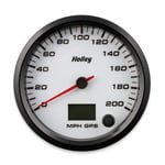 HOLLEY 3-3/8" ANALOG STYLE STANDALONE SPEEDOMETER 200 MPH WHITE FACE WITH GPS