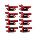 MSD BLASTER IGNITION COILS 2014 AND UP GM GEN V LT / DIRECT INJECTED ENGINE / RED / ROUND / 8 PACK