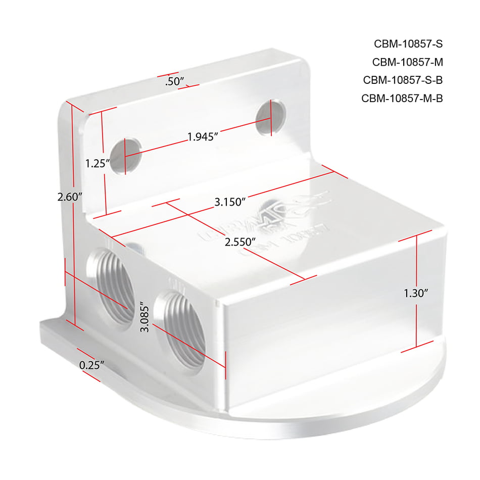 CBM MOTORSPORTS LS STYLE BILLET REMOTE OIL FILTER ADAPTER / CHASSIS MOUNT  STANDARD BLACK