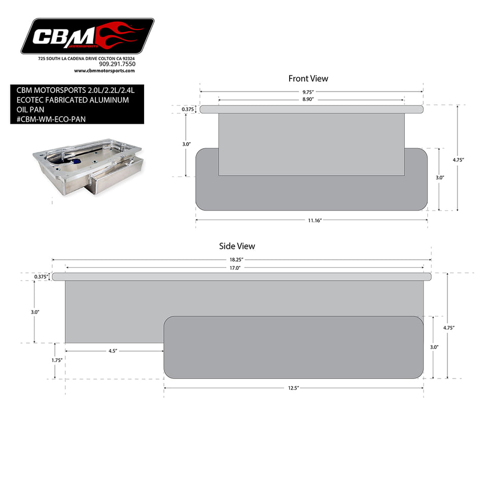 CBM MOTORSPORTS 2.0L/2.2L/2.4L ECOTEC FABRICATED ALUMINUM OIL PAN